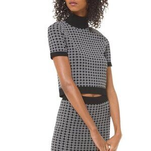 Michael Michael Kors Check Print Mock Neck Top